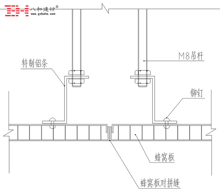 鋁蜂窩板吊頂天花安裝節點方案一 鋁蜂窩板吊頂天花安裝節點方案一