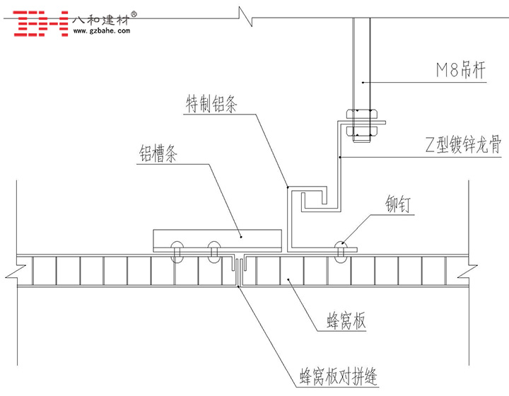 鋁蜂窩板吊頂天花安裝節點方案三 鋁蜂窩板吊頂天花安裝節點方案三