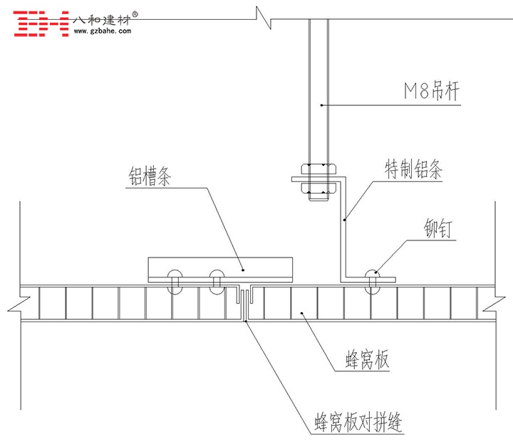 鋁蜂窩板吊頂天花安裝節點方案四 鋁蜂窩板吊頂天花安裝節點方案四