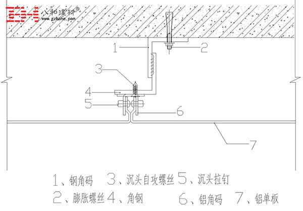 室內鋁單板密拼安裝節點圖 室內鋁單板密拼安裝節點圖